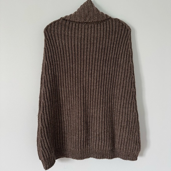 BCBGMAXAZRIA Harvey Wool Cape Poncho Sweater Grey Dusk -Heavy Knit-Cowl Neck NWT - Picture 2 of 9